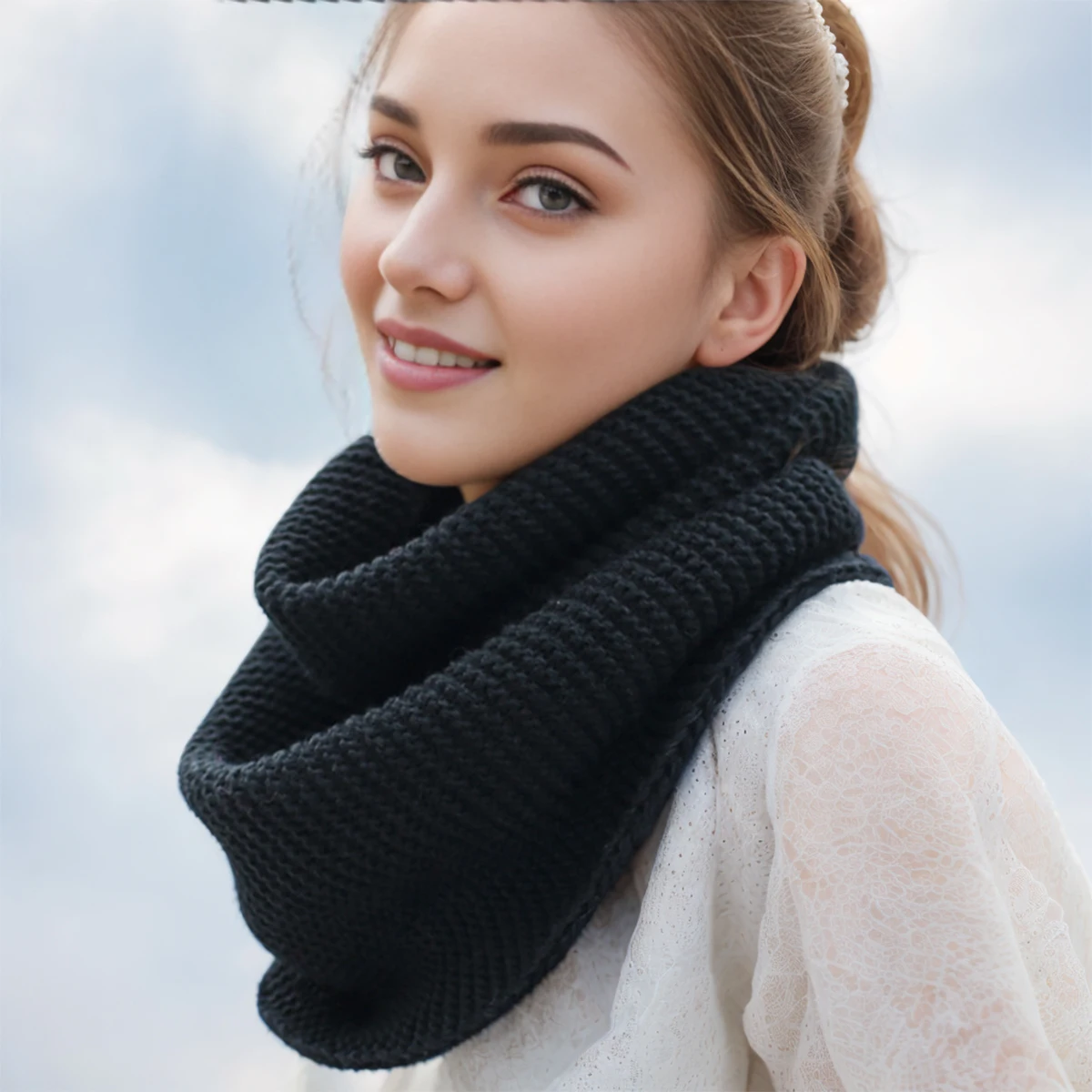 New Winter Scarf Women Infinit - Infinity Scarf Knit บทวิจารณ์และราคา
