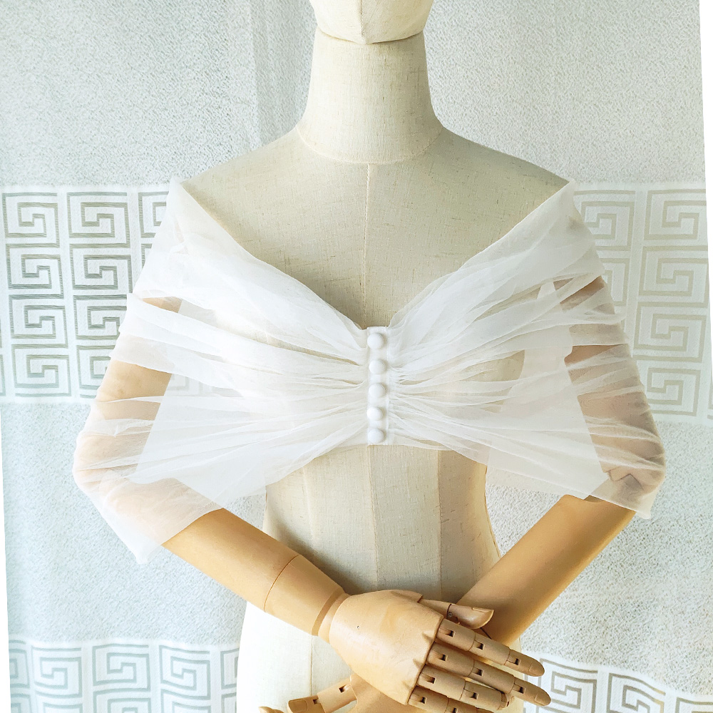 Women Pleated Tulle Sheer Wrap - Stole Wedding Shawl บทวิจารณ์และราคา