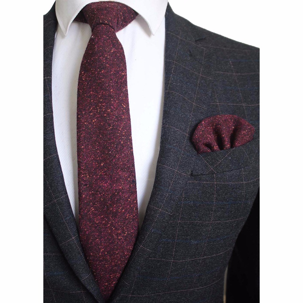 Ricnais 8cm Wool Necktie Solid - Handkerchief Cotton Men บทวิจารณ์และราคา