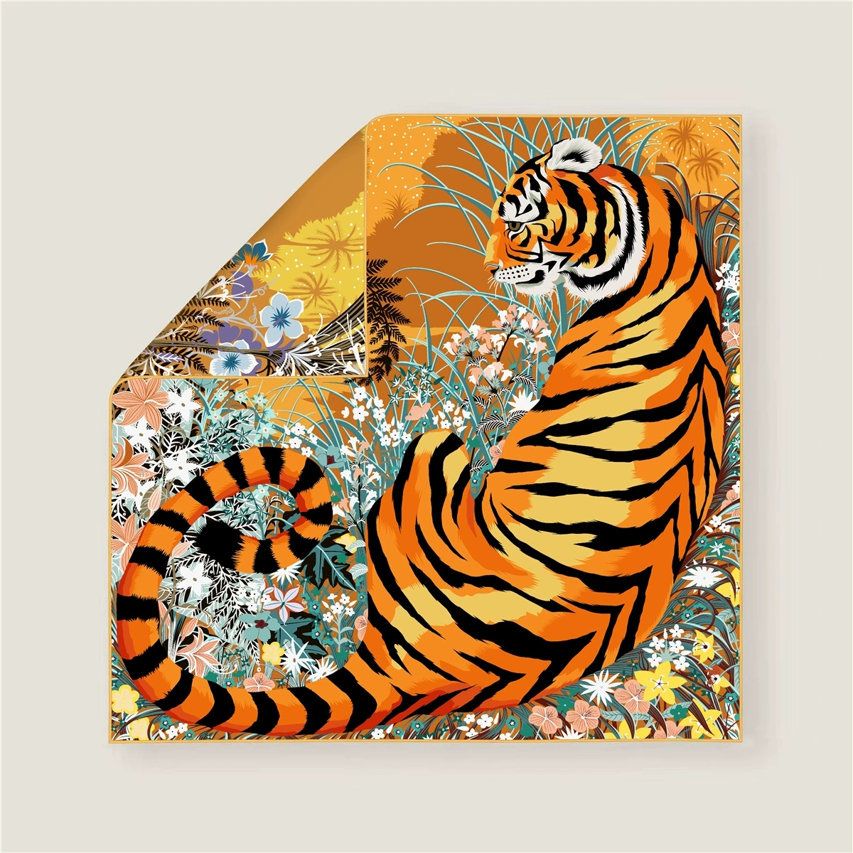 70CM Curled Edge Twill Silk Sq - Scarf Silk Square บทวิจารณ์และราคา