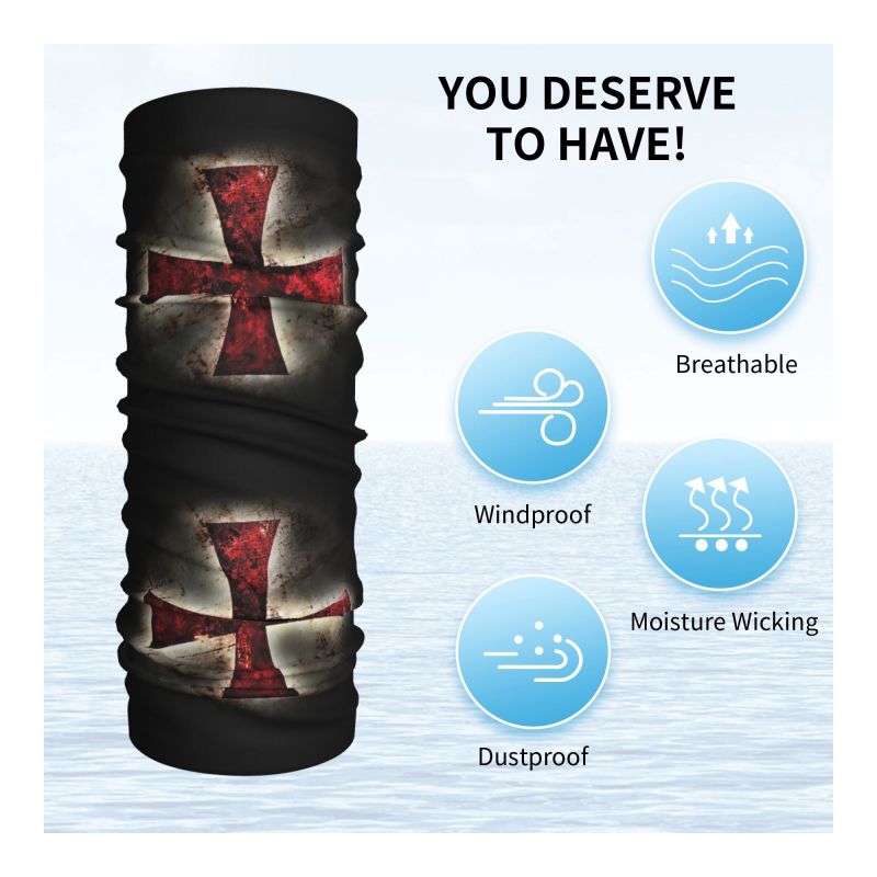 Custom Knights Templar Flag Ba - Neck Warmer Tube บทวิจารณ์และราคา